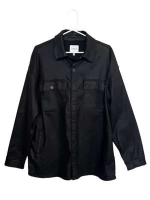 HIDDEN Los Angeles Abbey Coated Oversized Black Shirt Jacket Size Large thumbnail 2