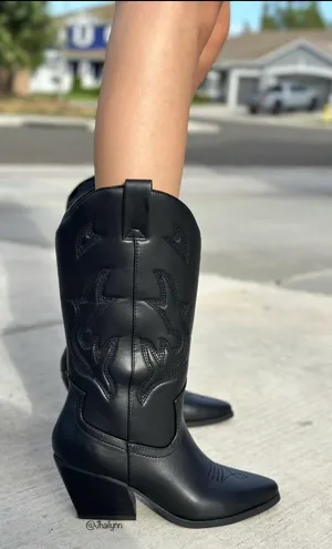 Soda Black Stitched Cowboy Boots thumbnail 3