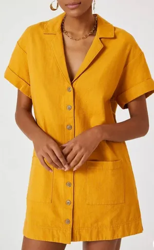 Anthropologie Pilcro Button yellow summer bohemian Shirt Dress size XS thumbnail 1