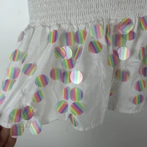 Queen of Sparkles White Smocked Rainbow‎ Sequin Top & Skirt Coord Set Medium thumbnail 9