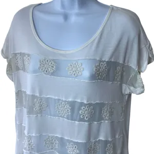 Free People White Floral Sheer Top Lightweight Fairy Festival Boho Feminine S thumbnail 3