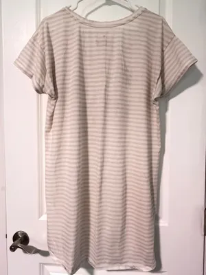 Victoria's Secret Cream & Beige Striped Night Tee thumbnail 4