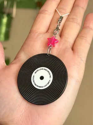 Handmade grunge street funky y2k retro style vinyl record phone charm/bag accessory/keychain/car display🌙 thumbnail 3