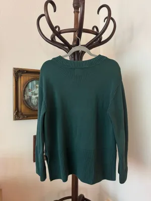 Dark Green 100% Cotton Gap Knit Sweater thumbnail 2