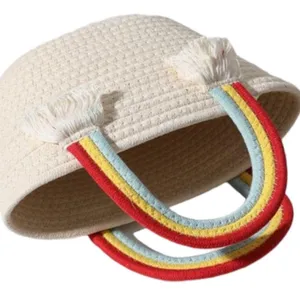 Rainbow Handle Tote Purse White thumbnail 2