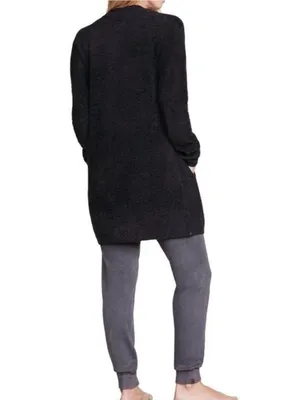 Barefoot Dreams CozyChic Lite Long Cardigan S/M Black Open Front Style 436 thumbnail 2