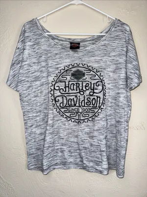 Harley-Davidson Women’s Gray Graphic Tee Size M thumbnail 1