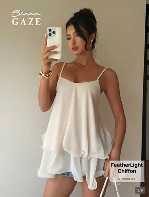 Women's Elegant Cream Tiered Ruffle Top White thumbnail 2