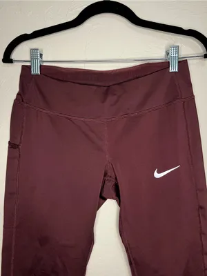 Nike Womens Epic Fast Dri-FIT Running Cropped Capri Burgundy Pockets‎ Leggings thumbnail 3