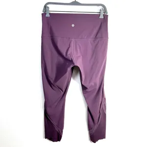 Lululemon Wunder Train High Rise Crop 21'' Women 10 Purple Culf Mesh Scallop Hem thumbnail 3