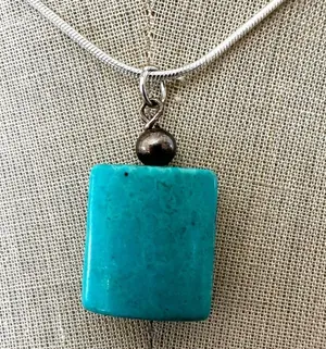 Silver tone turquoise pendant necklace Blue thumbnail 1