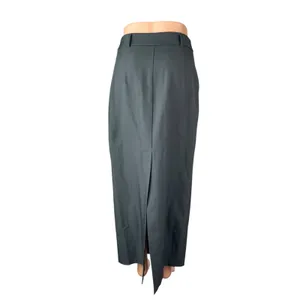 Princess Polly Women's Dark Gray High Waisted Slit Pleated Pencil Midi Skirt 4 thumbnail 4