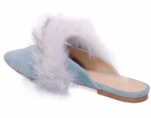 NEW Joe's Angelique Faux Fur Mule Blue 8 thumbnail 3
