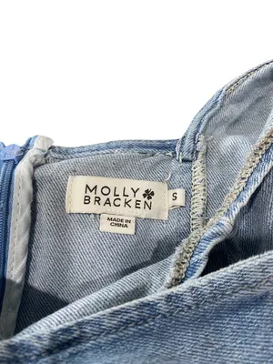 Molly Bracken Puff Sleeve Denim Dress Blue Size S Coquette Fairy Coastal Boho thumbnail 3