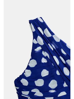 Women’s Blue Polka Dot One-Shoulder Dress thumbnail 4