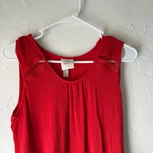 Knox Rose Size Large Boho Cottage Lace‎ Red Sleevless Babydoll Blouse Top thumbnail 2