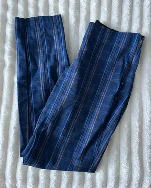 a new day Blue Plaid Women's Straight Leg Pants thumbnail 1
