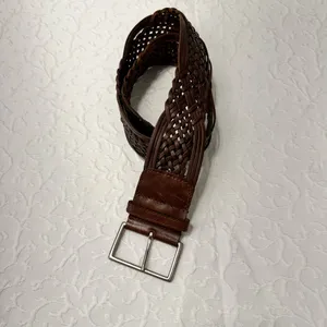 Leather Belt Braided Women's Size M Brown Retro Vintage Wide Flexible Classic thumbnail 4