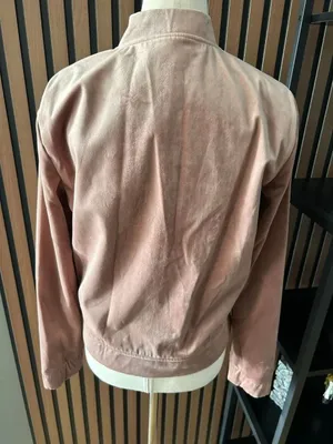 Vero Moda women’s light pink jacket velvet bomber jacket full zip size small NE thumbnail 2