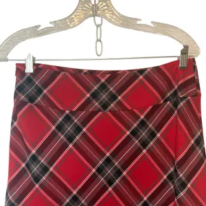 Covington Red Black White Tartan Plaid Stretch A-Line Holiday Christmas Skirt 4 thumbnail 2