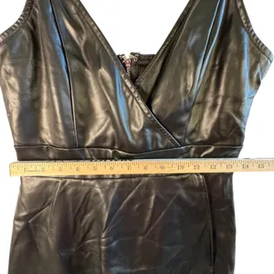 Akira Faux Leather Romper Skort Wrap Front V-Neck Black Vegan‎ L Moto Clubwear thumbnail 7