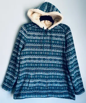 L.L. Bean Sherpa Lined Nordic Fleece Hoodie Jacket Women's Petite Large thumbnail 1