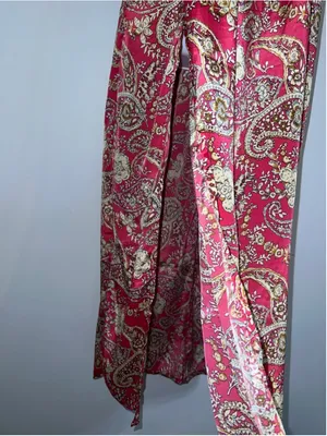 Women's Earthbound Trading Red Beige Paisley Off-Shoulder Maxi Dress XL thumbnail 3