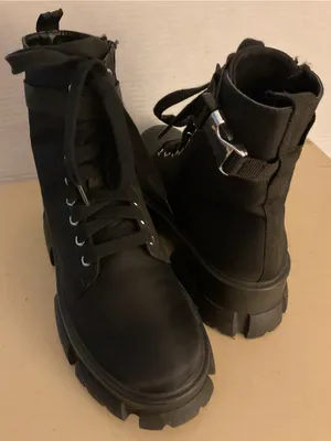 Steve Madden women black canvas nylon platform Combat Boots US 8 thumbnail 1
