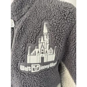 Disney Disneyland Spirit Jersey Sherpa Sweatshirt Pullover Fleece Woman‎ Grey Green XS thumbnail 2