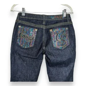 COOGI Rhinestone Embellished Butt Jeans Low Rise Straight‎ Leg Sz 5/6 Y2K Blue thumbnail 2