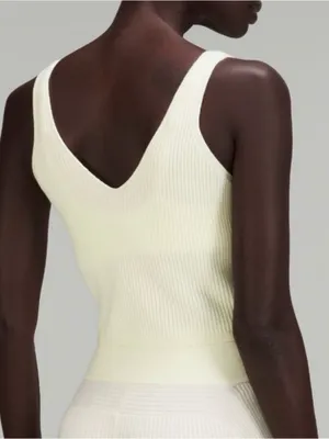 Lululemon Ribbed Knit Cropped Tank Top Lemon Sorbet NWT attached Size 12 thumbnail 2