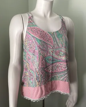 Juicy Couture Black Label Pajamas Paisley Spaghetti Racerback Size Medium thumbnail 1