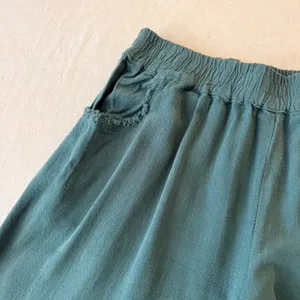 Umgee Linen Blend Boho Wide Leg Cropped Fringe Hem Pants Womens Medium thumbnail 4