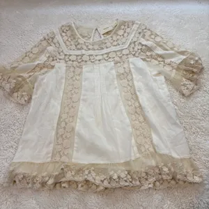 Maeve Womens Ivory Floral Lace Boho Festival Cottage Core Fairy Indie Top Sz 4 thumbnail 1