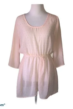 5/$30 🎈 Rue21‎ small studded pink sheer blouse thumbnail 1