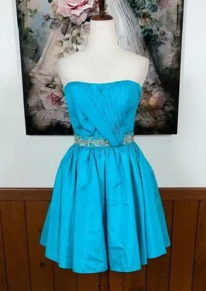 Pretty Mori Lee Vibrant Blue Taffeta Prom Dress! thumbnail 1
