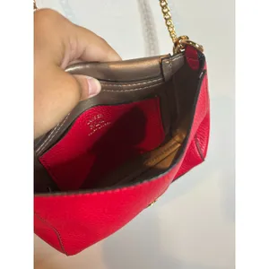 Lauren Ralph Lauren red pebble leather chain crossbody bag thumbnail 4