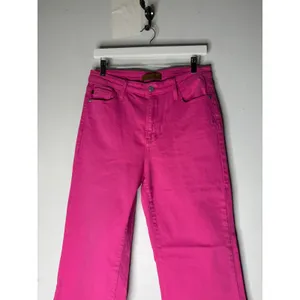 Judy Blue Hot Pink Heart Edition Wide Leg Raw Hem‎ Pants size 11/30 thumbnail 3