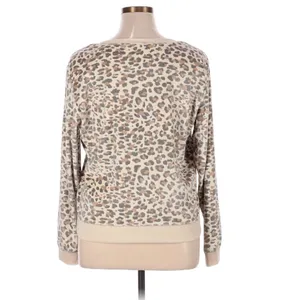 Honeydew Women's Size XL Velour Sweatshirt Natural Leopard Animal‎ Print Beige thumbnail 5