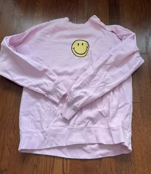 Boutique Sunkissed Coconut Pink Smiley Face Crewneck thumbnail 1