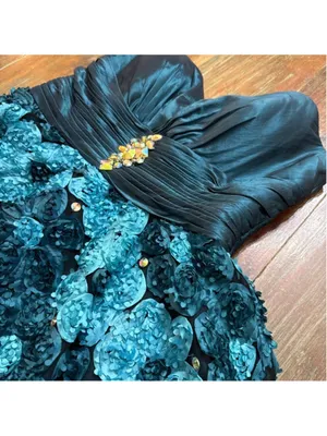 Blush Prom Teal Strapless Teacup Dress Size 12 thumbnail 5