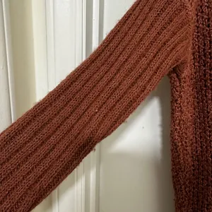 Free People | Women's Rust Brown Oversized V-Neck Knit Sweater Dress, Size S/P thumbnail 5