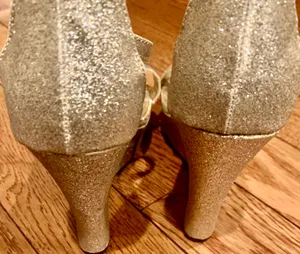 Rouge gold glitter platform strappy crisscross wedges sandal size 8.5 thumbnail 9