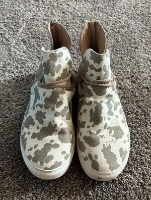 Very G Canvas High-Top Slip-On Sneakers in brown cow print thumbnail 1