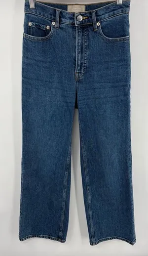 Everlane the way high wide leg flare denim jean medium wash women’s 25 thumbnail 1