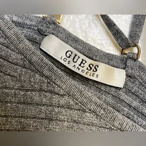 Guess Women’s Gray Ribbed V-Neck‎ Long Sleeve Open Back Top Size M thumbnail 4