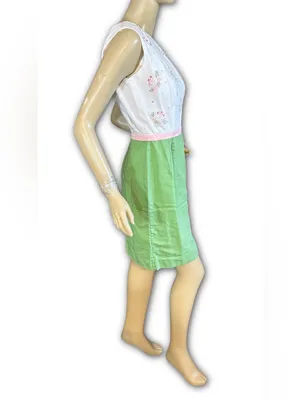 Vintage 1960'S Green, White & Pink Floral Print Sheath/Wiggle Dress (Xs) thumbnail 3