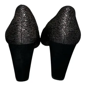 NWT STYLE & CO Black and Gold Metallic ASYAA Block Heel Pumps - 8.5 (read descr) thumbnail 4