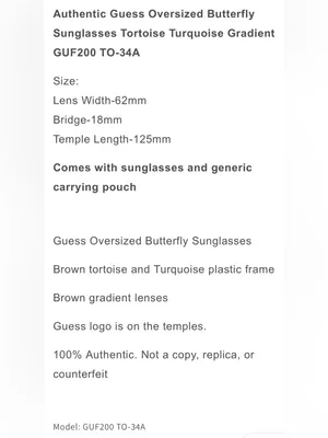 Guess Oversized Butterfly Sunglasses Brown Tortoise blue Gradient GUF200 TO-34A thumbnail 12
