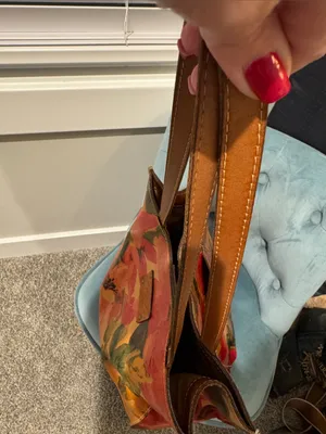 Patricia Nash Floral Leather Tote — Orange, Red & Green thumbnail 12